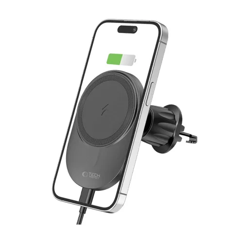 Tech-Protect MM15W-V1 MagSafe mágneses szellőzőrácsba helyezhető autós tartó töltővel 15W fekete