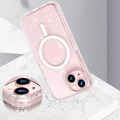 Tech-Protect FlexAir Hybrid MagSafe iPhone 15 glitteres átlátszó tok