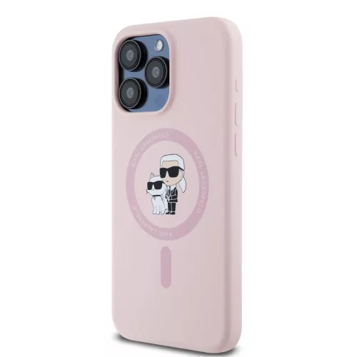 Karl Lagerfeld Liquid Silicone Karl and Choupette MagSafe tok iPhone 14 Pro Max -  rózsaszín