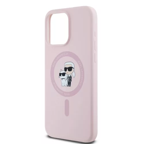 Karl Lagerfeld Liquid Silicone Karl and Choupette MagSafe tok iPhone 14 Pro Max -  rózsaszín