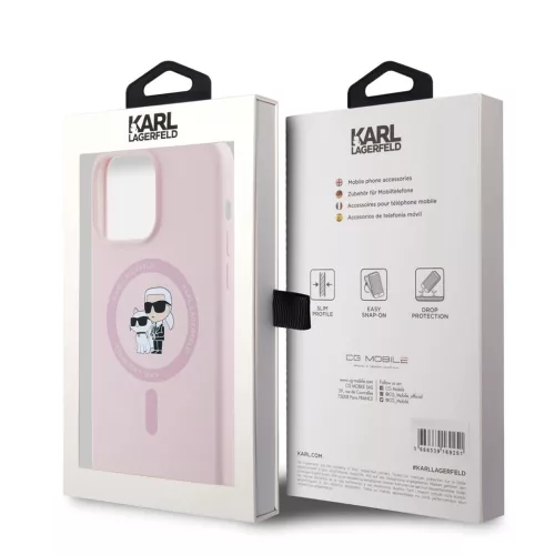 Karl Lagerfeld Liquid Silicone Karl and Choupette MagSafe tok iPhone 14 Pro Max -  rózsaszín
