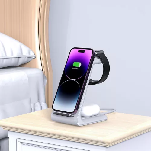 Tech-protect Qi15w-a36 3in1 Vezeték Nélküli Töltőállomás - fehér