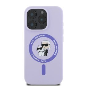 Karl Lagerfeld Liquid Silicone Karl and Choupette MagSafe tok iPhone 16 Pro - lila