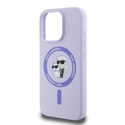 Karl Lagerfeld Liquid Silicone Karl and Choupette MagSafe tok iPhone 16 Pro - lila