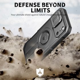   iPhone 17 Pro Dexnor MagSafe ütésálló tok kihajtható állvánnyal és kameravédővel - fekete