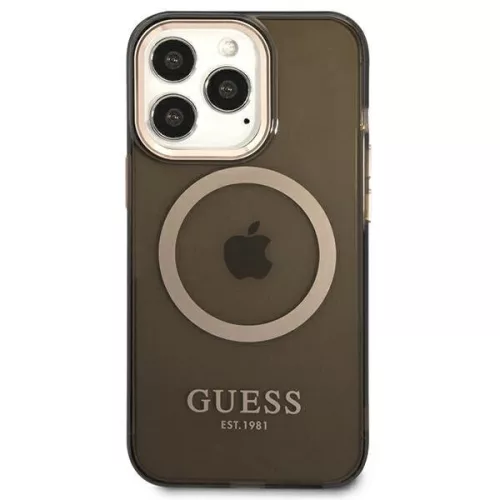 Guess Gold Outline GUHMP13XHTCMK MagSafe iPhone 13 Pro Max kemény hátlap tok - fekete