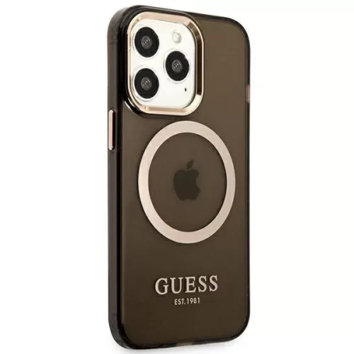 Guess Gold Outline GUHMP13XHTCMK MagSafe iPhone 13 Pro Max kemény hátlap tok - fekete