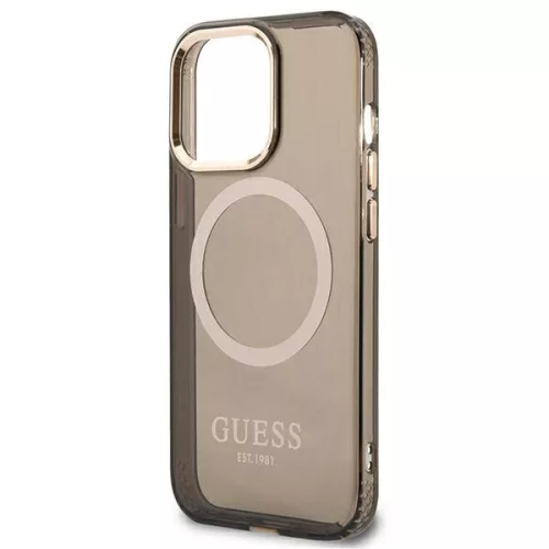 Guess Gold Outline GUHMP13XHTCMK MagSafe iPhone 13 Pro Max kemény hátlap tok - fekete