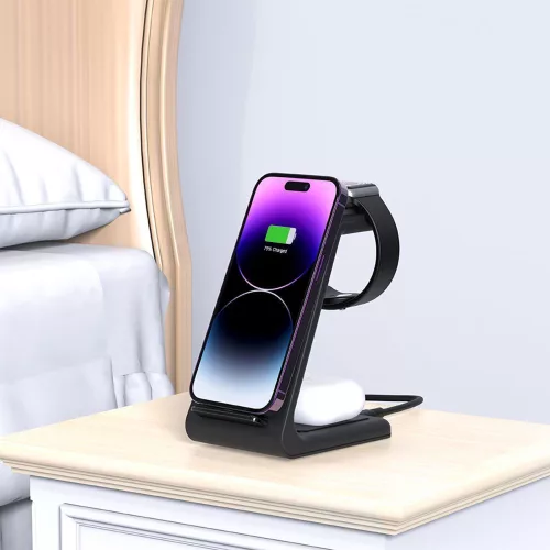 Tech-protect Qi15w-a36 3in1 Vezeték Nélküli Töltőállomás - fekete