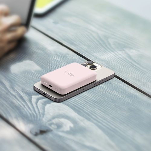 Tech-Protect Lifemag MagSafe PB11 mágneses Power Bank 10.000mAh külső akkumulátor - pink