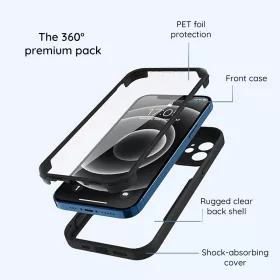   iPhone 16 Pro tok + fólia - Techsuit ColorVerse 360 MagSafe - fekete