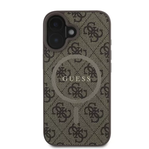 Guess PU Bőr 4G Színes Gyűrű MagSafe tok iPhone 16 Plus - barna