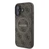 Guess PU Bőr 4G Színes Gyűrű MagSafe tok iPhone 16 Plus - barna