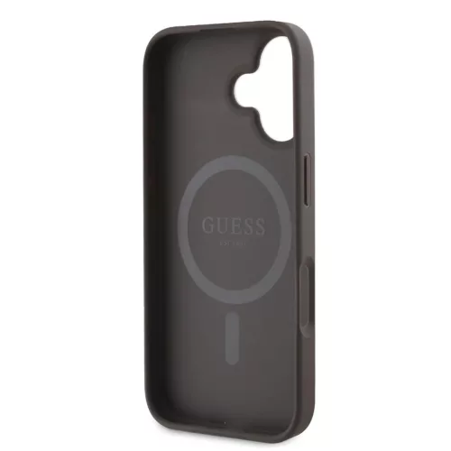 Guess PU Bőr 4G Színes Gyűrű MagSafe tok iPhone 16 Plus - barna