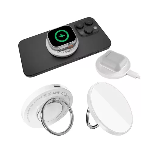Techsuit - Vezeték nélküli töltő Premium (CHWR031) - RGB színek, 15W - Fekete