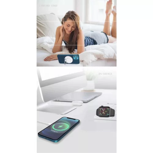 Techsuit - Vezeték nélküli töltő Premium (CHWR031) - RGB színek, 15W - Fekete