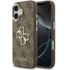 Guess PU Leather 4G Metal Logo arany kamerakeretes tok, iPhone 17  - barna