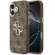 Guess PU Leather 4G Metal Logo arany kamerakeretes tok, iPhone 17  - barna