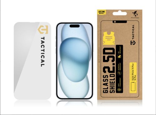 iPhone 15 Plus/16 Plus Tactical 2,5D kijelzővédő üvegfólia - Clear