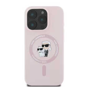 Karl Lagerfeld Liquid Silicone Karl and Choupette MagSafe tok iPhone 16 Pro - rózsaszín