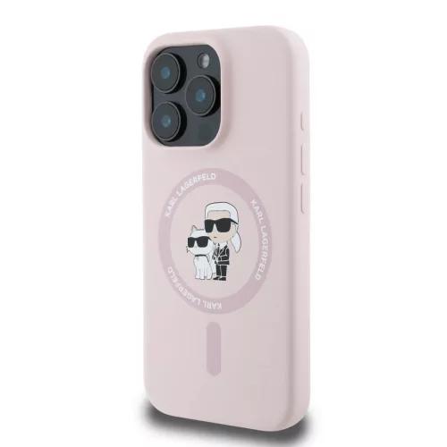 Karl Lagerfeld Liquid Silicone Karl and Choupette MagSafe tok iPhone 16 Pro - rózsaszín