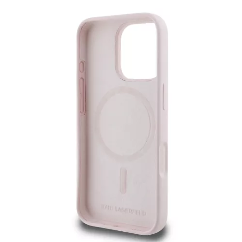 Karl Lagerfeld Liquid Silicone Karl and Choupette MagSafe tok iPhone 16 Pro - rózsaszín