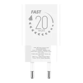   OBAL:ME GaN Fali Töltő SB-A + USB-C 20W + 2x töltőkábel,  20W - fehér  