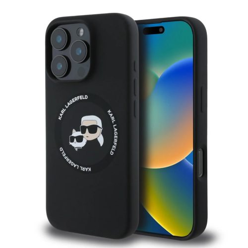 Karl Lagerfeld Liquid Silicone K&CH Heads MagSafe tok iPhone 16 Pro Max - fekete