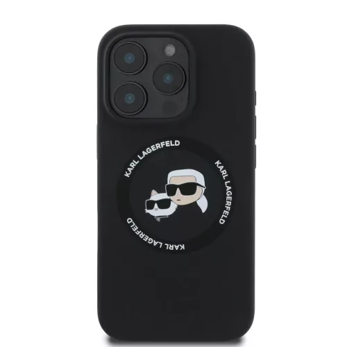 Karl Lagerfeld Liquid Silicone K&CH Heads MagSafe tok iPhone 16 Pro Max - fekete