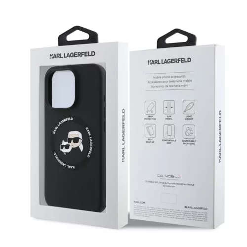 Karl Lagerfeld Liquid Silicone K&CH Heads MagSafe tok iPhone 16 Pro Max - fekete