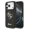 Guess PU Leather 4G Metal Logo arany keretes tok, iPhone 17 Pro Max  - fekete