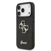 Guess PU Leather 4G Metal Logo arany keretes tok, iPhone 17 Pro Max  - fekete