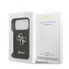 Guess PU Leather 4G Metal Logo arany keretes tok, iPhone 17 Pro Max  - fekete