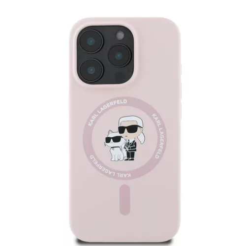 Karl Lagerfeld Liquid Silicone Karl and Choupette MagSafe tok iPhone 16 Pro Max - rózsaszín