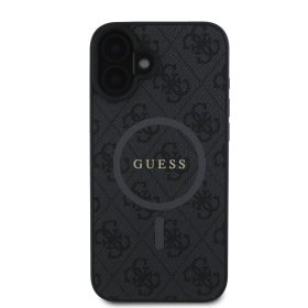 Guess PU Bőr 4G Színes Gyűrű MagSafe tok iPhone 16 Pro Max - fekete