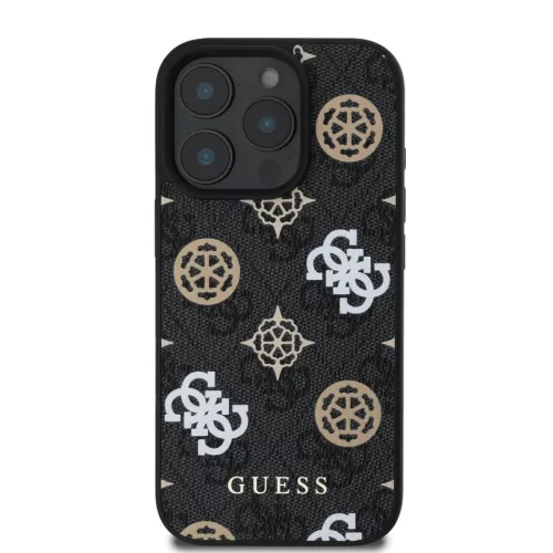 Guess PU 4G Peony MagSafe tok iPhone 16 Pro -fekete / mintás
