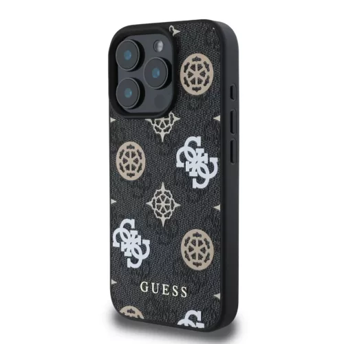 Guess PU 4G Peony MagSafe tok iPhone 16 Pro -fekete / mintás