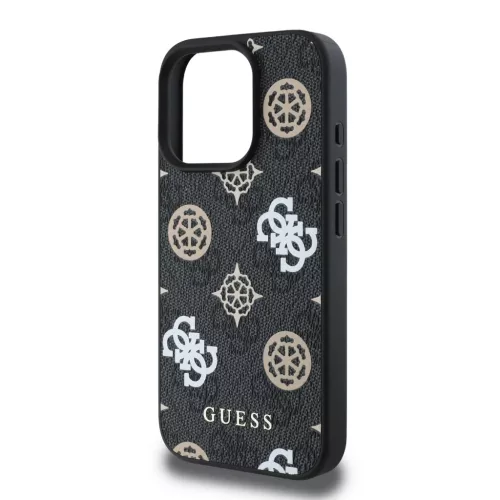 Guess PU 4G Peony MagSafe tok iPhone 16 Pro -fekete / mintás