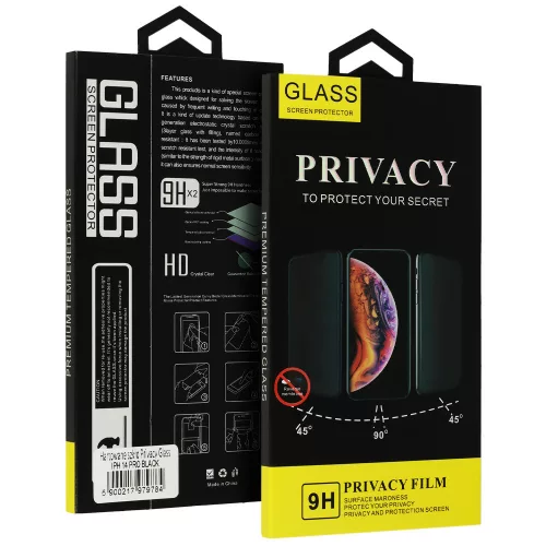 iPhone 16 Pro Max Privacy kijelzővédő üvegfólia - fekete