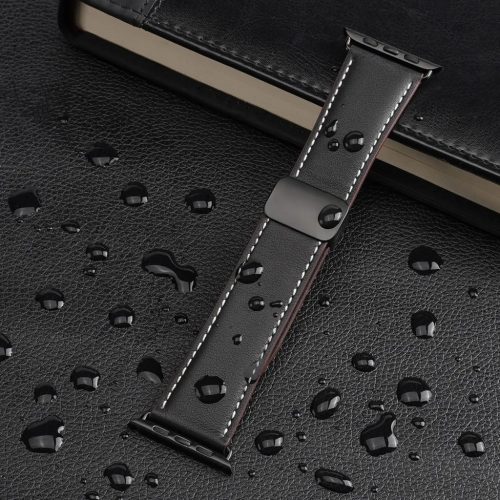 Apple Watch szíj 42/ 44/ 45/ 46 / 49 mm Dux Ducis YA valódi bőr- fekete
