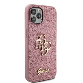   Guess PU Fixed Glitter 4G Metal Logo tok iPhone 16 Pro Max  - Pink