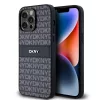 DKNY PU Leather Repeat Pattern Tonal Stripe tok iPhone 14 Pro készülékhez - fekete