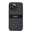 DKNY PU Leather Repeat Pattern Tonal Stripe tok iPhone 14 Pro készülékhez - fekete