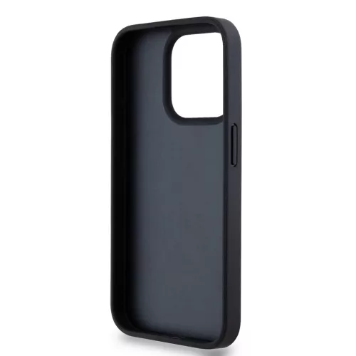 DKNY PU Leather Repeat Pattern Tonal Stripe tok iPhone 14 Pro készülékhez - fekete