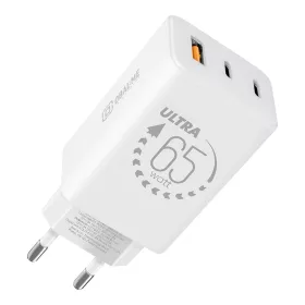 OBAL:ME GaN Fali Töltő USB-A + 2xUSB-C 65W - fehér