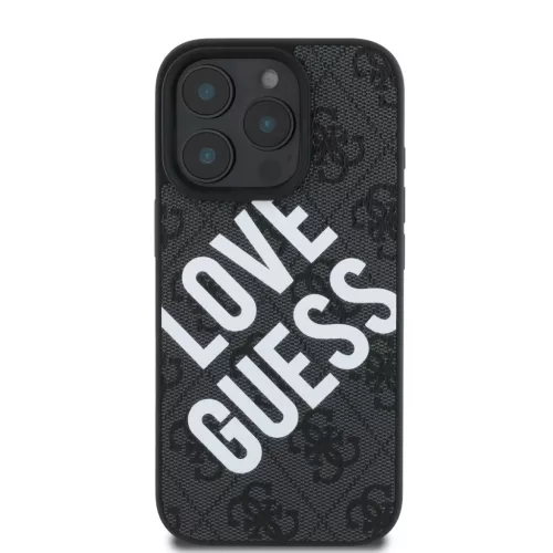 Guess PU Leather 4G Big Love Logo MagSafe tok iPhone 16 Pro - fekete