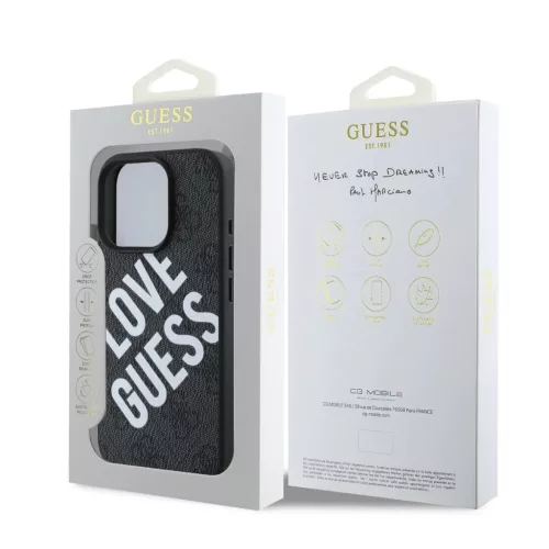 Guess PU Leather 4G Big Love Logo MagSafe tok iPhone 16 Pro - fekete
