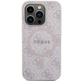   GUESS  iPhone 15 Pro Max tok, MagSafe (4G Ring classic logo) - pink