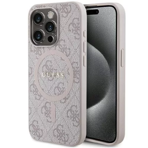 GUESS  iPhone 14 Pro tok, MagSafe GUHMP14LG4GFRP (4G Ring classic logo) - pink