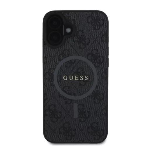 Guess PU Bőr 4G Színes Gyűrű MagSafe tok iPhone 16 Pro- fekete